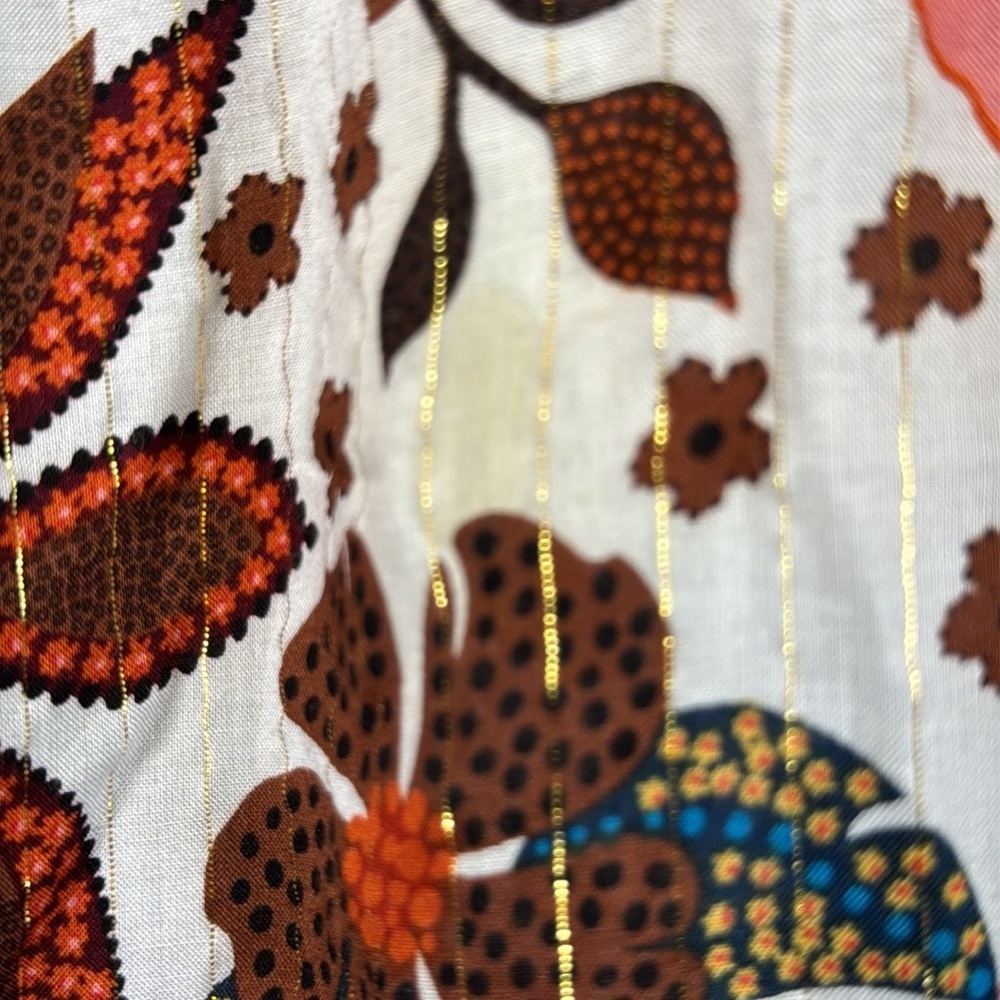 Jane + Delaney Floral White L/S V-Neck Blouse Size XL NWT #2961 - Picture 4 of 8